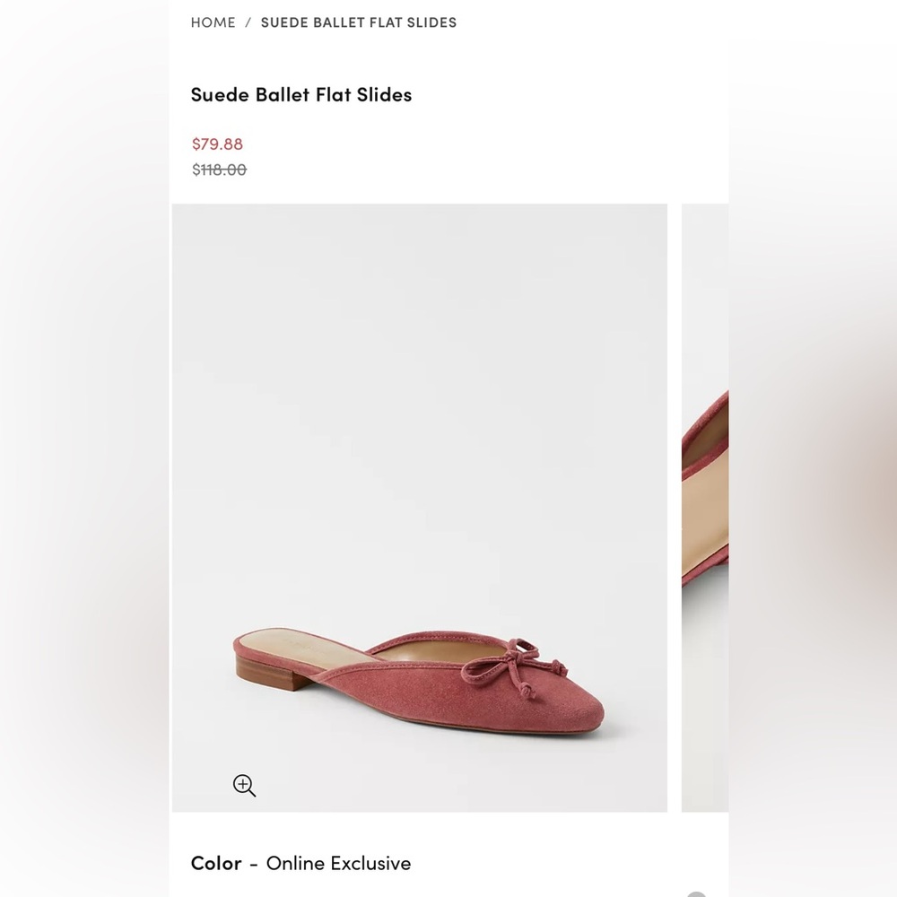 Ann Taylor Suede Ballet Flat Slides - Picture 2 of 8